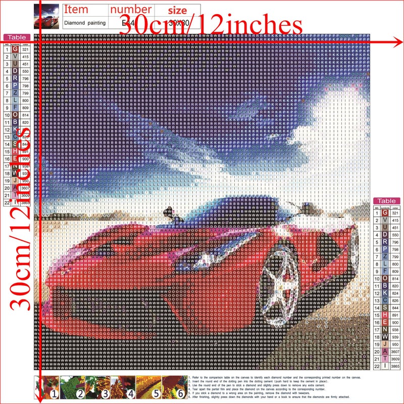 NIHOJIUMA NIHO-JIUMA Diamond Painting Kits Red Sports Car, DIY 5D Full Drill Diamond Art Gift for Adult/Teen, Home Decoration (30x30cm/12x12 Inches) - Image 5